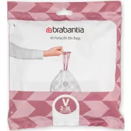   Brabantia PerfectFit méretpontos szemeteszsák, V méret, 2-3L, visszazárható adagoló csomag, 40 zsák/csomag