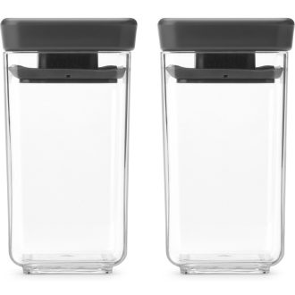   Brabantia tárolóedény készlet, 2db-os, 2x0,15L, halmozható, légmentesen záró fedő, sötétszürke