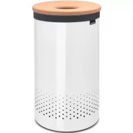   Brabantia Laundry Bin szennyestartó, hengeres, 60L, parafa fedő, acél, fehér