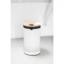 Brabantia Laundry Bin szennyestartó, hengeres, 60L, parafa fedő, acél, fehér
