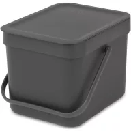   Brabantia Sort & Go konyhai szemetes felnyitható fedővel, 6L, sötétszürke