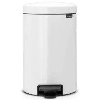   Brabantia NewIcon pedálos szemetes lecsapódásgátló fedővel, acél tartály, 12L, acél, fehér