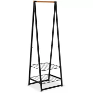   Brabantia Linn kis polcos ruhatartó állvány, 60,6x190x57cm, 2db állítható magasságú rácsos polc, bambusz rúd, acél váz, fekete