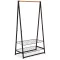 Brabantia Linn nagy polcos ruhatartó állvány, 99,5x190x57cm, 2db állítható magasságú rácsos polc, bambusz rúd, acél váz, fekete