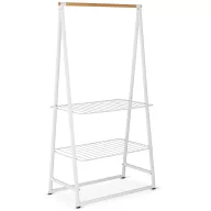   Brabantia Linn nagy polcos ruhatartó állvány, 99,5x190x57cm, 2db állítható magasságú rácsos polc, bambusz rúd, acél váz, fehér