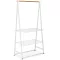 Brabantia Linn nagy polcos ruhatartó állvány, 99,5x190x57cm, 2db állítható magasságú rácsos polc, bambusz rúd, acél váz, fehér