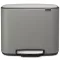 Brabantia Bo Pedal Bin pedálos szelektív kuka, 3x11L, acél, betonszürke