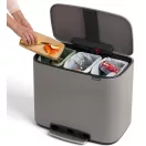 Brabantia Bo Pedal Bin pedálos szelektív kuka, 3x11L, acél, betonszürke