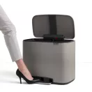 Brabantia Bo Pedal Bin pedálos szelektív kuka, 11+23L, acél, betonszürke ásványi textúra
