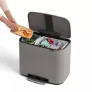 Brabantia Bo Pedal Bin pedálos szelektív kuka, 11+23L, acél, betonszürke ásványi textúra