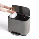 Brabantia Bo Pedal Bin pedálos szelektív kuka, 11+23L, acél, betonszürke ásványi textúra