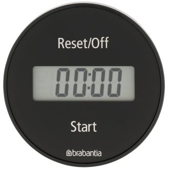   Brabantia TASTY+ digitális konyhai időzítő, mágneses rögzítéssel, LCD kijelző, elemes, üveg fedlap, sötétszürke