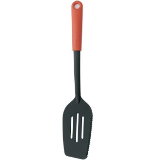   Brabantia TASTY+  spatula, egyik oldali vágóéllel, beépített serpenyőtartóval, akasztóval, hőálló, műanyag, terrakotta rózsaszín