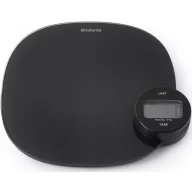   Brabantia TASTY+ digitális konyhai mérleg plus, dinamóval tölthető, 5kg/1gramm, LCD kijelző, üveg fedlap, sötétszürke