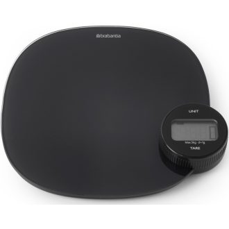   Brabantia TASTY+ digitális konyhai mérleg plus, dinamóval tölthető, 5kg/1gramm, LCD kijelző, üveg fedlap, sötétszürke