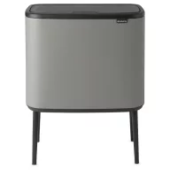   Brabantia Bo Touch Bin nyomófedeles szelektív kuka, 3x11L, acél, betonszürke
