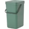 Brabantia Sort & Go konyhai szemetes felnyitható fedővel, 12L, platinazöld