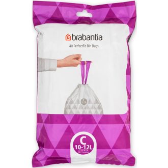   Brabantia PerfectFit méretpontos szemeteszsák, C méret, 10-12L, visszazárható adagoló csomag, 40 zsák/csomag