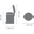 Méretezett ábra a 200489 Brabantia kukához.