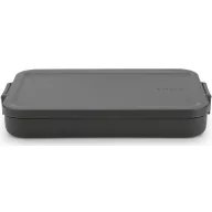   Brabantia Make & Take Flat Lunch Box lapos ebéddoboz clip-on fedővel 1,1L, mikrózható, műanyag, sötétszürke