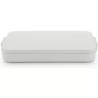   Brabantia Make & Take Flat Lunch Box lapos ebéddoboz clip-on fedővel 1,1L, mikrózható, műanyag, világosszürke