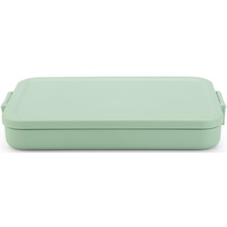   Brabantia Make & Take Flat Lunch Box lapos ebéddoboz clip-on fedővel 1,1L, mikrózható, műanyag, jáde zöld