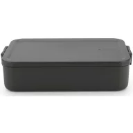   Brabantia Make & Take Lunch Box Bento nagy ebéddoboz rekeszekkel, fix elválaszóval, clip-on fedővel 2L, mikrózható, műanyag, sötétszürke