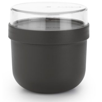   Brabantia Make & Take Breakfast Bowl utazó reggeliző csésze müzli tároló fedővel 0,5L, műanyag, sötétszürke
