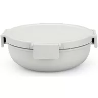 Brabantia Make & Take Salad Bowl salátástál feltét és öntet tartóval, szivárgásmentes clip-on fedővel 1,3L, műanyag, világosszürke