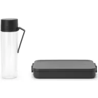   Brabantia Make & Take Break Set uzsonnás szett - kulacs 0,5L + lapos ebéddoboz 1,1L, műanyag, sötétszürke
