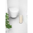 Tárolja tartalék WC-papír tekercseit elegáns, világos bézs tartóban.