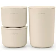   Brabantia ReNew kozmetikai rendszerező csomag, egymásra rakható 2db kicsi kehely és 1db pohár fedővel, műanyag, világos bézs