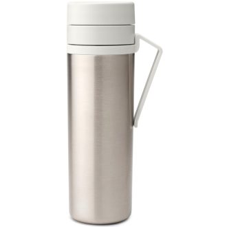   Brabantia Make & Take Insulated Flask duplafalú termosz kulacs fogantyúval, 6/12 óra hőtartás, 0,5L, rozsdamentes acél, világosszürke