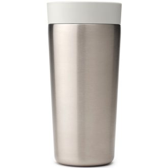   Brabantia Make & Take Insulated Cup duplafalú termosz pohár, benyomható fedővel, 6/8 óra hőtartás, 0,36L, rozsdamentes acél, világosszürke