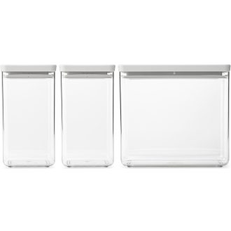   Brabantia tárolóedény készlet, 3db-os, 2x1,6L/1x3,5L, halmozható, légmentesen záró fedő, világosszürke