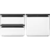   Brabantia tárolóedény készlet, 3db-os, 2x1,5L/1x3,5L, halmozható, légmentesen záró fedő, sötétszürke