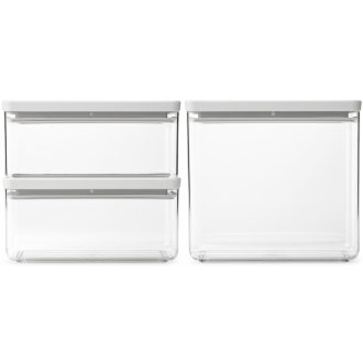   Brabantia tárolóedény készlet, 3db-os, 2x1,5L/1x3,5L, halmozható, légmentesen záró fedő, világosszürke