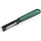 Ez a platinazöld forgatható hámozó és citrusreszelő egyetlen, kompakt eszközben ötvözi a hámozás, szemeltávolítás és reszelés funkcióit.