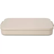   Brabantia Make & Take Flat Lunch Box lapos ebéddoboz clip-on fedővel 1,1L, mikrózható, műanyag, világos bézs