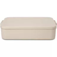   Brabantia Make & Take Lunch Box Bento nagy ebéddoboz rekeszekkel, fix elválaszóval, clip-on fedővel 2L, mikrózható, műanyag, világos bézs