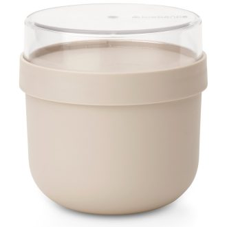   Brabantia Make & Take Breakfast Bowl utazó reggeliző csésze müzli tároló fedővel 0,5L, műanyag, világos bézs