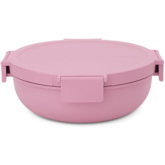   Brabantia Make & Take Salad Bowl salátástál feltét és öntet tartóval, szivárgásmentes clip-on fedővel 1,3L, műanyag, rózsaszín-lila