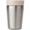 Brabantia Make & Take Insulated Cup duplafalú termosz pohár, benyomható fedővel, 3/6 óra hőtartás, 0,2L, rozsdamentes acél, világos bézs