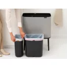 Brabantia Bo Touch Bin nyomófedeles szelektív kuka, 11+23L, acél, hamvasszürke