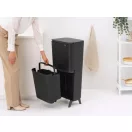Brabantia SortUp Recycle Bin Hi 2 szintes szelektív szemetes torony, 10+10+25L, műanyag, sötétszürke