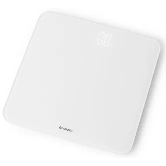   Brabantia ReNew digitális személyi mérleg 180kg/0,1kg, LED, elemes, üveg fedlap, fehér