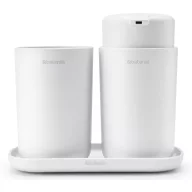   Brabantia ReNew fürdőszobai pipere csomag - folyékonyszappan adagoló, fogkefetartó, pipere tálca, műanyag, fehér