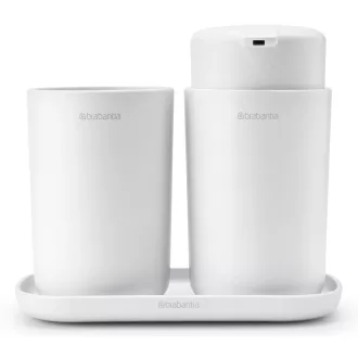   Brabantia ReNew fürdőszobai pipere csomag - folyékonyszappan adagoló, fogkefetartó, pipere tálca, műanyag, fehér