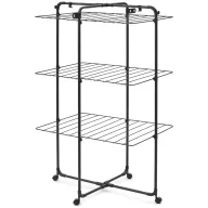   Brabantia HangOn Tower Drying Rack 3 szintes ruhaszárító torony kerekekkel, 23m, 25kg, acél, matt fekete