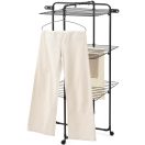 A felső kereten kialakított speciális horgok és klipszek extra helyet kínálnak a vállfás ingek és blúzok kényelmes szárításához.